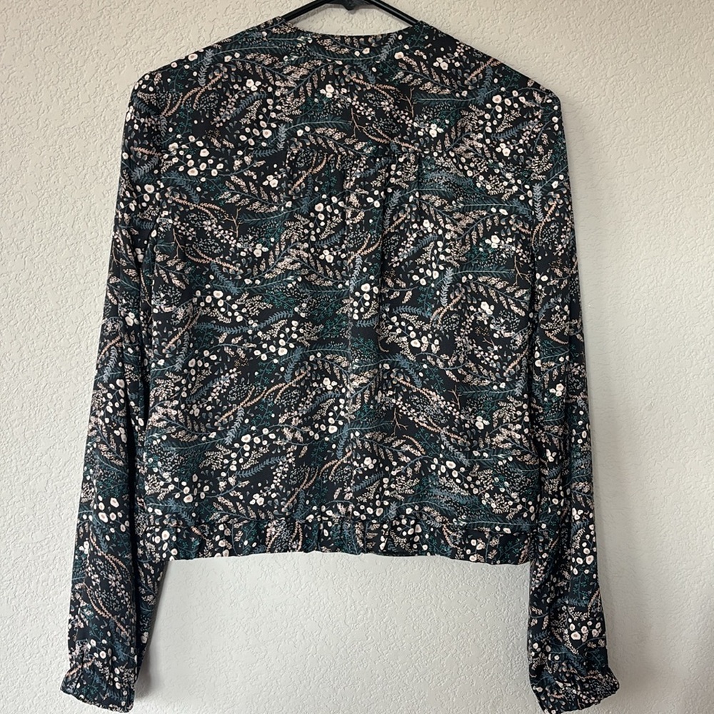 LOFT floral‎ print spring jacket silver zip-up pockets excellent preowned XS - Picture 3 of 3